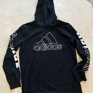 Adidas Black Hoodie with White  and silver Graphic Sleeves